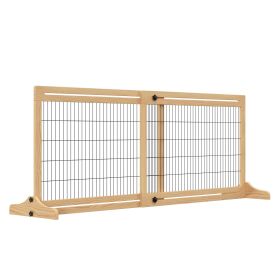 PawHut Freestanding Pet Gate Extra Wide 72" W x 27.25" H Dog Cat Barrier Natural - default