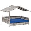 PawHut Pet House Wicker, Rattan Bed for Indoor/Outdoor with Water-Resistant and Removable Cushions, Elevated Bottom, Dark Blue - Dark Blue