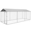 PawHut 20' x8' Dog Kennel Outdoor for All Breed Dogs with Waterproof UV Resistant Roof, Silver - Silver