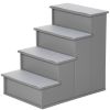PawHut Pet Stairs Small Dog Steps for Couch Bed with Cushioned Cover Grey - default