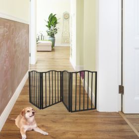 Pet Gate - Dog Gate for Doorways, Stairs or House - Freestanding, Folding, brown, Arc Wooden--Self-pick up is not supported. - default title