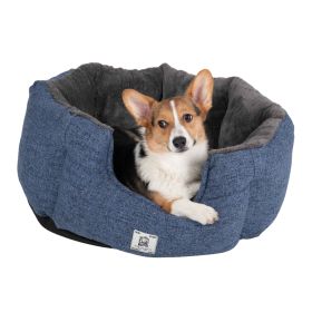 DGS Pet Products Chill Kuzzi FIR Round Bed Small Grey 23" x 23" x 12" - Blue - Small