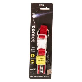DGS Pet Products Comet Rechargeable Light Up Dog Collar Small Red 13.5" - 16" x 0.6" - Red - Medium
