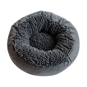 DGS Pet Products Dirty Dog Round Bed Large Brown 25" x 25" x 8" - Cool Grey - Large