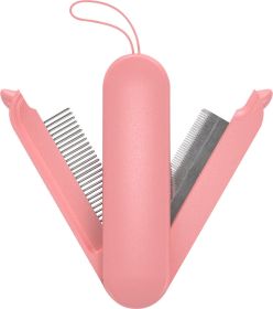 Pet Life 'JOYNE' Multi-Functional 2-in-1 Swivel Travel Grooming Comb and Deshedder - Pink