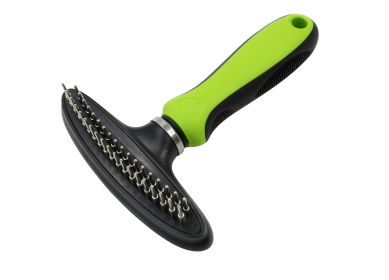 Pet Life Flex Series Dual-Row Grooming Rake Pet Comb - Green