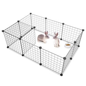 Pet Playpen, Small Animal Cage Indoor Portable Metal Wire Yard Fence for Small Animals, Guinea Pigs, Rabbits Kennel Crate Fence Tent YF - Black