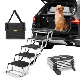 VEVOR Dog Stair for Cars 5-step Folding Dog Steps Aluminum Loads up to 150 lbs - Default
