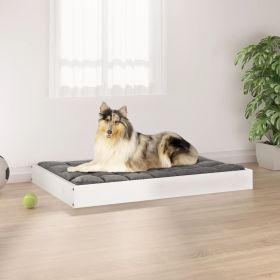 Dog Bed White 36"x25.2"x3.5" Solid Wood Pine - White