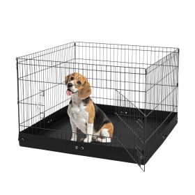 Dog Playpen 4 Panels Foldable Metal Dog Exercise Pen with Bottom Pad 36 in - 24 x 36 in - With Pad