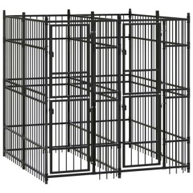 Outdoor Dog Kennel Steel 39.7 ft² - Black