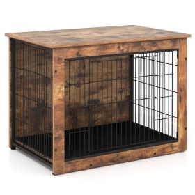 Dog Crate Furniture with Cushion and Double Doors for Small/Medium Dogs - 32 inches