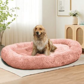 Large Dog Bed 67x43x8 Inches - Super Soft, Machine Washable & Portable With Handles, Non-Slip Bottom For Safety - Pink