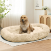 Large Dog Bed 67x43x8 Inches - Super Soft, Machine Washable & Portable With Handles, Non-Slip Bottom For Safety - Beige