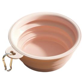 Macaron Color Portable Foldable Travel Bowl for Cats Dogs Lightweight Space-Saving Pet Feeding Drinking Outdoor Use 350ml - Pink