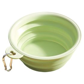 Macaron Color Portable Foldable Travel Bowl for Cats Dogs Lightweight Space-Saving Pet Feeding Drinking Outdoor Use 350ml - Green