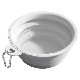 Macaron Color Portable Foldable Travel Bowl for Cats Dogs Lightweight Space-Saving Pet Feeding Drinking Outdoor Use 350ml - Gray