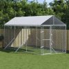 Outdoor Dog Kennel with Roof Silver 6.6'x19.7'x8.2' Galvanized Steel - Silver