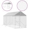 Outdoor Dog Kennel with Roof Silver 6.6'x19.7'x8.2' Galvanized Steel - Silver