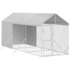 Outdoor Dog Kennel Silver Galvanized steel 6.6 x 19.7 x 8.2 ft - Silver