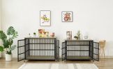 Furniture style dog crate wrought iron frame door with side openings, Grey, 43.3''W x 29.9''D x 33.5''H. - Grey