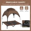 PawHut Elevated Portable Dog Cot Pet Bed with UV Protection Canopy Shade, 36 inch, Coffee - default