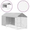 Outdoor Dog Kennel Silver Galvanized steel 6.6 x 19.7 x 8.2 ft - Silver