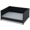 Rattan Dog Bed with Waterproof Soft Cushion for Medium Small Dogs Cats - Gray