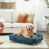 PawHut Raised Dog Couch with Comfortable Cushion, Pine Wood Legs, Foot Pads, for Large-Sized Dogs Indoor Use, Dark Blue - Blue