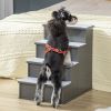 PawHut Pet Stairs Small Dog Steps for Couch Bed with Cushioned Cover Grey - default