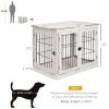 PawHut 26" Wooden Dog Cage Dog Crate Furniture, Indoor Dog Kennel, Dog Cage End Table with 2 Lockable Doors Entrance & Top Shelf, White - White