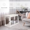 PawHut 26" Wooden Dog Cage Dog Crate Furniture, Indoor Dog Kennel, Dog Cage End Table with 2 Lockable Doors Entrance & Top Shelf, White - White