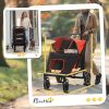 PawHut Pet Stroller Dog Cat Carriage One Click Fold with Universal Front Wheels Shock Absorber Brakes Storage Bags Mesh Window - default