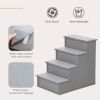 PawHut Pet Stairs Small Dog Steps for Couch Bed with Cushioned Cover Grey - default