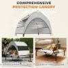 PawHut Elevated Dog Bed with Removable Canopy, Portable Outside Raised Pet Cot with Cooling Pad, Storage Bag, 36" x 29.5" x 35" - Light Gray