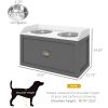 PawHut Elevated Dog Bowl Station with Storage Drawer 21L Capacity & 2 Stainless Bowls Gray - Gray
