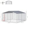 PawHut Outdoor Dog Kennel Galvanized Steel Fence with Cover Secure Lock Mesh Sidewalls for Backyard 13' x 13' x 7.5' - default