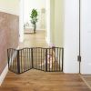 Pet Gate - Dog Gate for Doorways, Stairs or House - Freestanding, Folding, brown, Arc Wooden--Self-pick up is not supported. - default title