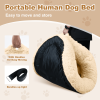 Large Dog Bed 67x43x8 Inches - Super Soft, Machine Washable & Portable With Handles, Non-Slip Bottom For Safety - Beige
