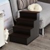 PawHut Pet Stairs, Pet Steps with Cushioned Removable Covering, for Small Dogs and Cats Up To 22 Lbs., Brown - Brown