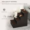 PawHut Pet Stairs, Pet Steps with Cushioned Removable Covering, for Small Dogs and Cats Up To 22 Lbs., Brown - Brown