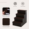 PawHut Pet Stairs, Pet Steps with Cushioned Removable Covering, for Small Dogs and Cats Up To 22 Lbs., Brown - Brown