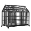 52" Heavy Duty Dog Crate Large Dog cage Strong Metal Dog Kennels and Crates for Large Dogs with 4 Lockable Wheels - as Pic