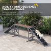 PawHut Dog Agility Equipment Ramp with Safety Bar, Non-slip Surface, for Walk and Pause Training, Gray - Default Title