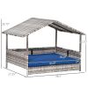 PawHut Pet House Wicker, Rattan Bed for Indoor/Outdoor with Water-Resistant and Removable Cushions, Elevated Bottom, Dark Blue - Dark Blue