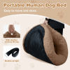 Large Dog Bed 67x43x8 Inches - Super Soft, Machine Washable & Portable With Handles, Non-Slip Bottom For Safety - Brown