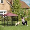 PawHut Welded Wire Outdoor Dog Kennel with 360° Rotating & 4 Levels Adjustable Bowls, Waterproof Cover, 4.6' x 4.6' x 5' - default