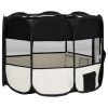 Foldable Dog Playpen with Carrying Bag Black 35.4"x35.4"x22.8" - Black