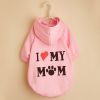 Pet Hoodie For Small & Medium Dogs; I Love My Mom Dog Hoodie Cat Shirts; Cute Pet Apparel - Pink - XL