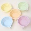 Macaron Color Portable Foldable Travel Bowl for Cats Dogs Lightweight Space-Saving Pet Feeding Drinking Outdoor Use 350ml - Gray